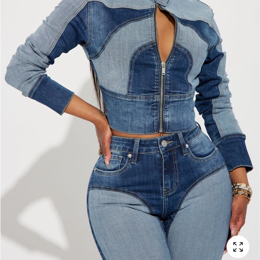 Coronado Two Tone Denim Jean Jacket and Pants Set-Size 1X